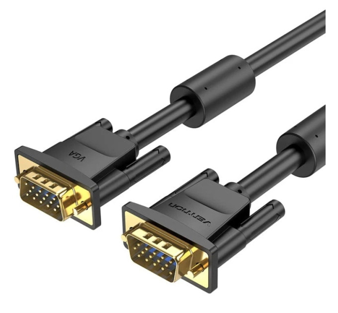 Vention Кабель мультимедійний VGA(3+6) Male to Male Cable with ferrite cores 20M Black VENTION (DAEBQ)