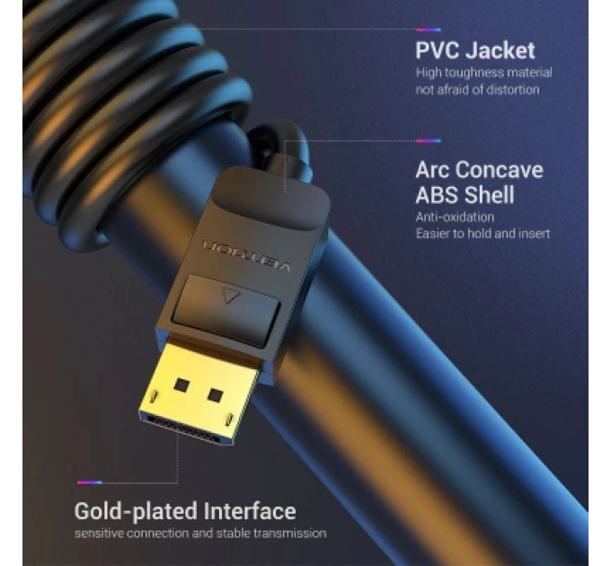 Vention Кабель мультимедійний DP Cable 1.5M Black VENTION (HACBG)