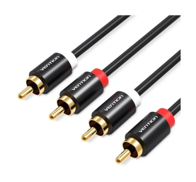 Vention Кабель мультимедійний 2RCA Male to Male Audio Cable 1M Black Metal Type VENTION (VAB-R06-B100)
