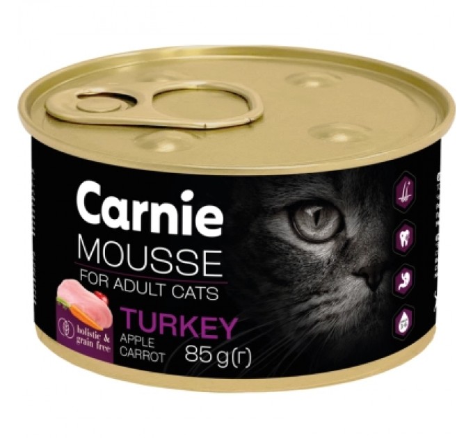 Паштет для котів Carnie з індичкою, яблуком, морквою та желе 85 г (4820255195551)