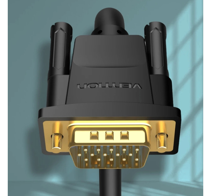 Vention Кабель мультимедійний VGA(3+6) Male to Male Cable with ferrite cores 10M Black VENTION (DAEBL)