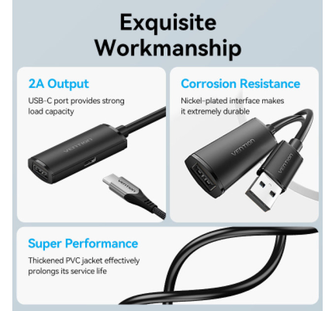 Vention Дата кабель USB 2.0 Type-A Male to Type-A Female Active Extension Cable 15M Black VENTION (CBKBN)