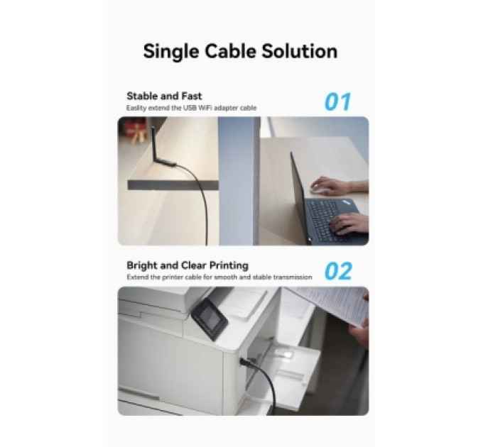 Vention Дата кабель USB 2.0 Type-A Male to Type-A Female Active Extension Cable 30M Black VENTION (CBKBT)