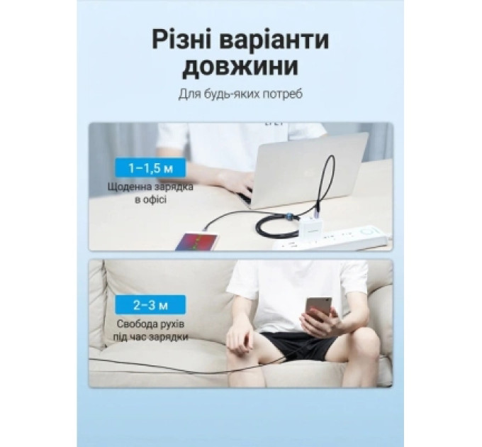 Vention Дата кабель Cotton Braided USB 2.0 A Male to C Male 3A Cable Purple 1.5M Aluminum Alloy Type VENTION (CODVG)