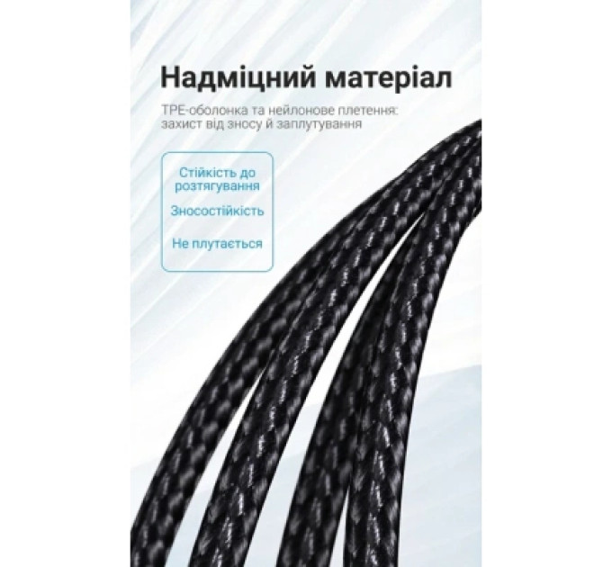 Vention Дата кабель Cotton Braided USB 2.0 A Male to C Male 3A Cable Purple 1.5M Aluminum Alloy Type VENTION (CODVG)