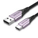 Vention Дата кабель Cotton Braided USB 2.0 A Male to C Male 3A Cable Purple 1.5M Aluminum Alloy Type VENTION (CODVG)