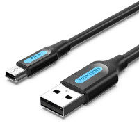Дата кабель USB 2.0 A Male to Mini-B Male Cable 2M Black PVC Type VENTION (COMBH)
