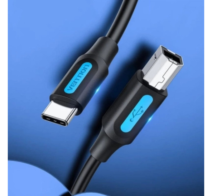 Vention Дата кабель USB 2.0 C Male to B Male 2A Cable 1.5M Black VENTION (CQUBG)