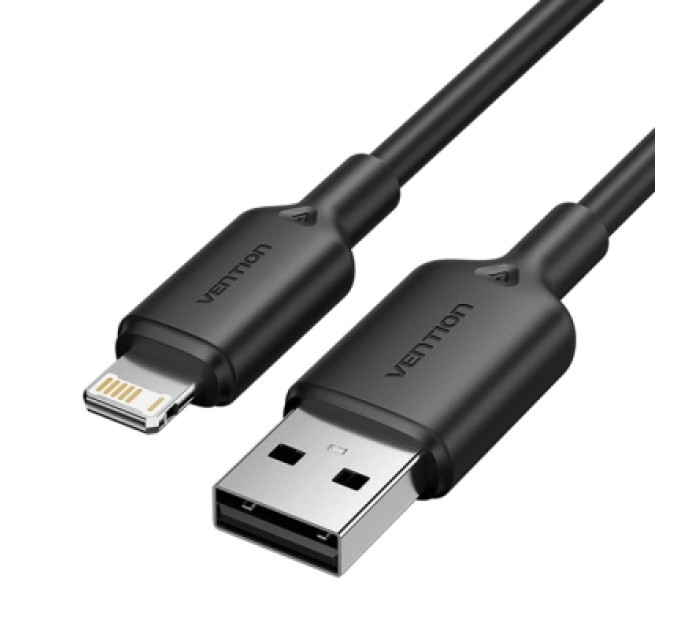 Vention Дата кабель USB 2.0 Type-A Male to Lightning Male 2.4A Cable 1M Black PVC Type VENTION (LAMBF)