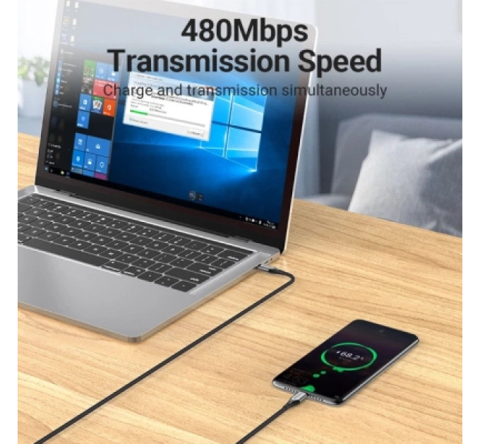 Vention Дата кабель USB 2.0 C Male to C Male 5A Cable Gray 2M Aluminum Alloy Type VENTION (TAEHH)