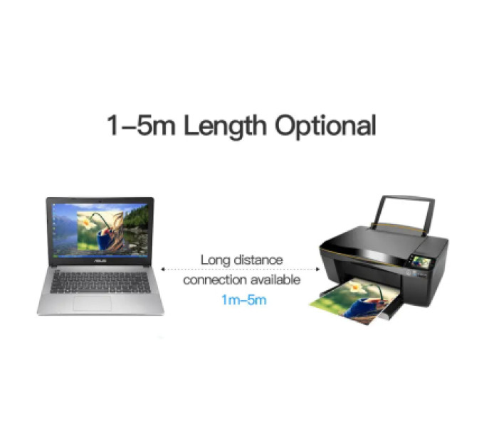 Vention Дата кабель USB2.0 A Male to B Male Print Cable 1M Black VENTION (VAS-A16-B100)