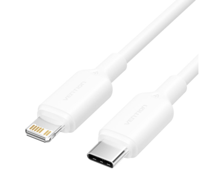 Vention Дата кабель USB 2.0 Type-C Male to Lightning Male 3A Cable 1M White PVC Type VENTION (LAKWF)