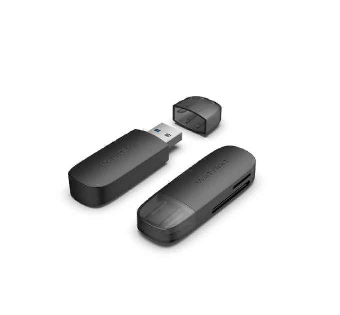 Vention Зчитувач флеш-карт 2-in-1 USB 3.0 A Card Reader(SD+TF) Black Dual Drive Letter VENTION (CLGB0)