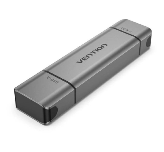 Vention Зчитувач флеш-карт 2-in-1 USB 3.0 A+C Card Reader(SD+TF) Gray Dual Drive Letter Aluminum Alloy Type VENTION (CLLH0)