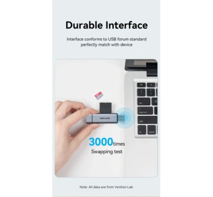 Vention Зчитувач флеш-карт 2-in-1 USB 3.0 A+C Card Reader(SD+TF) Gray Dual Drive Letter Aluminum Alloy Type VENTION (CLLH0)