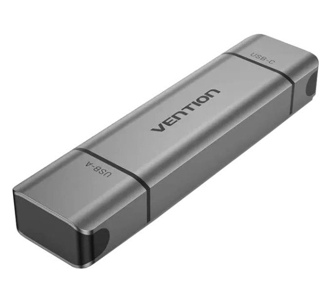 Vention Зчитувач флеш-карт 2-in-1 USB 3.0 A+C Card Reader(SD+TF) Gray Dual Drive Letter Aluminum Alloy Type VENTION (CLLH0)