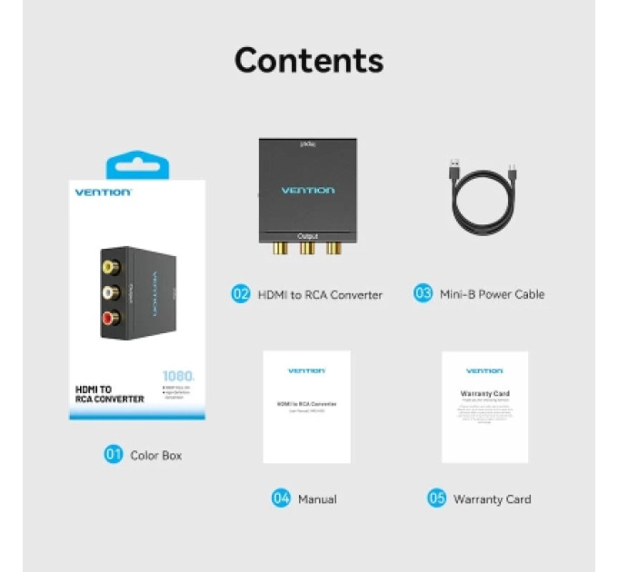 Vention Конвертор HDMI to RCA Converter Black Metal Type VENTION (AEEB0)