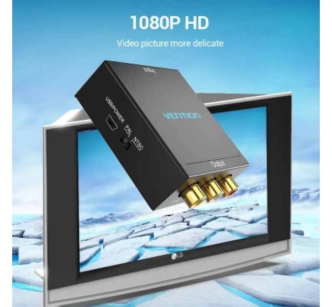 Vention Конвертор HDMI to RCA Converter Black Metal Type VENTION (AEEB0)