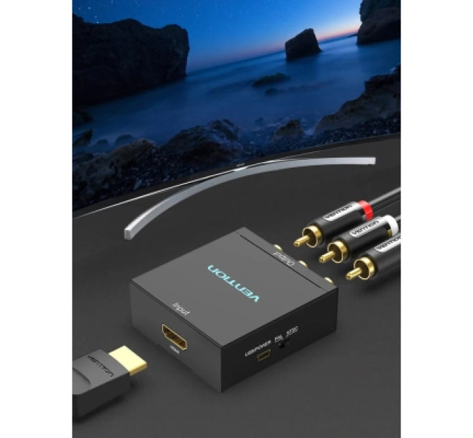 Vention Конвертор HDMI to RCA Converter Black Metal Type VENTION (AEEB0)