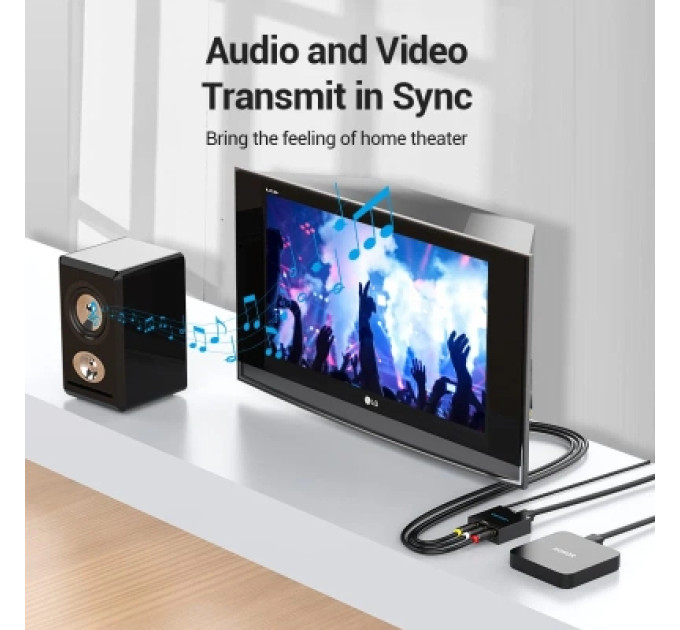 Vention Конвертор HDMI to RCA Converter Black Metal Type VENTION (AEEB0)