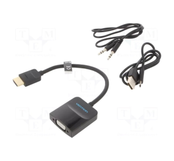 Vention Перехідник HDMI to VGA Converter with Female Micro USB and Audio Port 0.15M Black VENTION (42161)