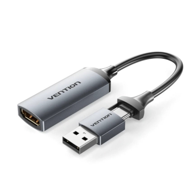 Vention Перехідник HDMI-A to USB-C/USB-A Video Capture Card 0.1M Gray VENTION (ACWHA)