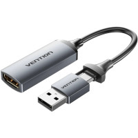 Перехідник HDMI-A to USB-C/USB-A Video Capture Card 0.1M Gray VENTION (ACWHA)