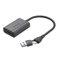 Vention Перехідник USB-C + USB-A to HDMI Adapter 0.15M Gray Aluminium Alloy Type VENTION (ACYHB)