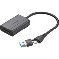 Vention Перехідник USB-C + USB-A to HDMI Adapter 0.15M Gray Aluminium Alloy Type VENTION (ACYHB)