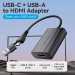 Vention Перехідник USB-C + USB-A to HDMI Adapter 0.15M Gray Aluminium Alloy Type VENTION (ACYHB)
