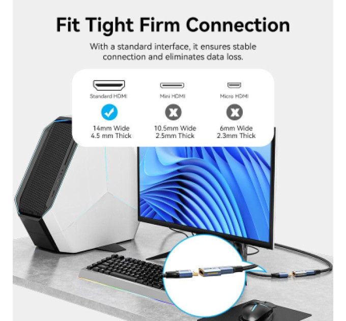 Vention Перехідник HDMI-A Female to Female 8K Adapter Gray Aluminum Alloy Type VENTION (AIUH0)