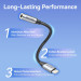Vention Перехідник Cotton Braided Lightning Male to 3.5MM Earphone Jack Adapter 0.1M Gray Aluminum Alloy Type VENTION (BMBHA)