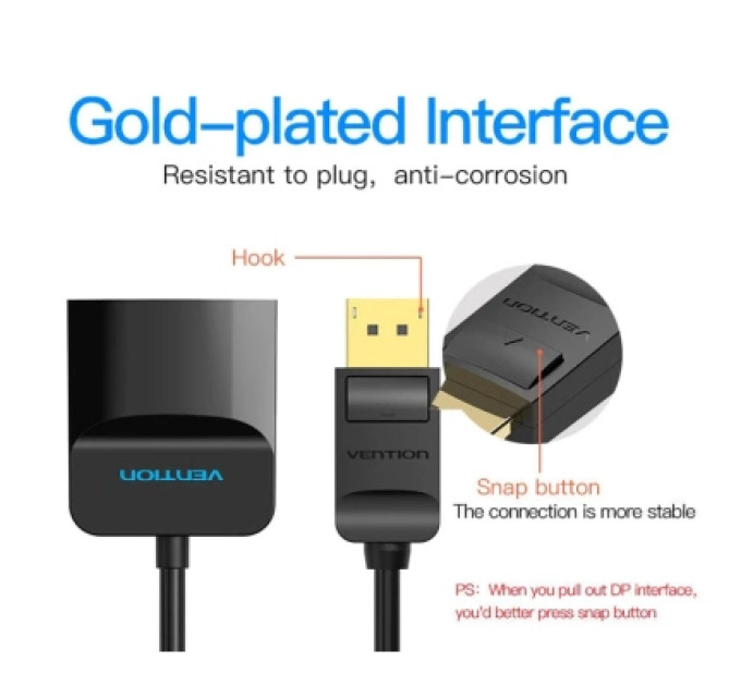 Vention Перехідник DP to HDMI Converter 0.15M Black VENTION (HBGBB)
