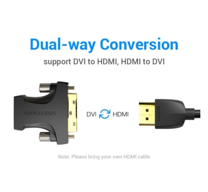 Vention Перехідник HDMI Female to DVI (24+1) Male Adapter Black VENTION (AILB0)