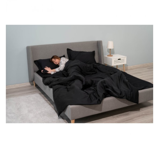 Простирадло Ardesto Mix&Match Premium 100% бавовна, сатин чорний 180х240 см (ART1824FSL)