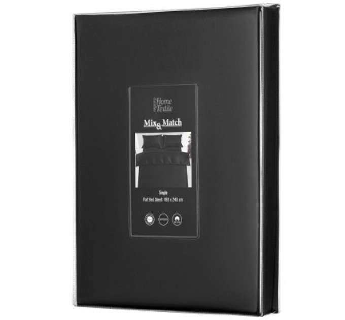Простирадло Ardesto Mix&Match Premium 100% бавовна, сатин чорний 180х240 см (ART1824FSL)