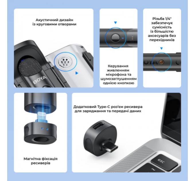 Мікрофон Boya Magic-05 Type-C Black (Magic-05)