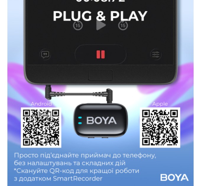 Мікрофон Boya mini-18 3,5 мм/TRS/Type-C Black (mini-18)