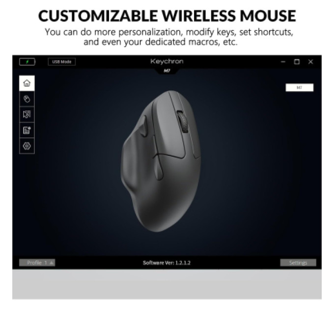 Keychron Мишка Keychron M7 Wireless/Bluetooth/USB White (M7-A3)