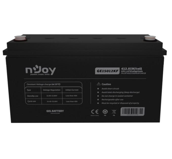 nJoy Акумуляторна батарея Njoy GE15012KF 12V 150AH (BTVGCLTODHLKFCN01B) GEL