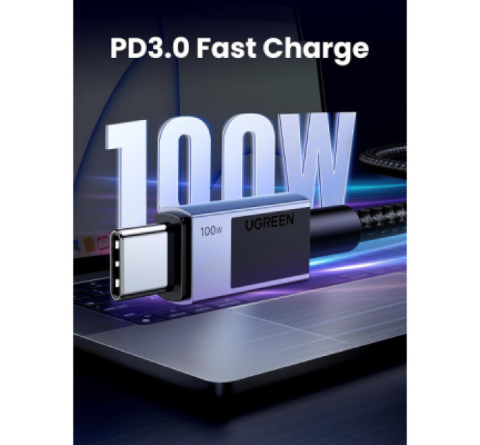 Ugreen Дата кабель USB-C to USB-C 3.0m 100W L512 gray UGREEN (45065)