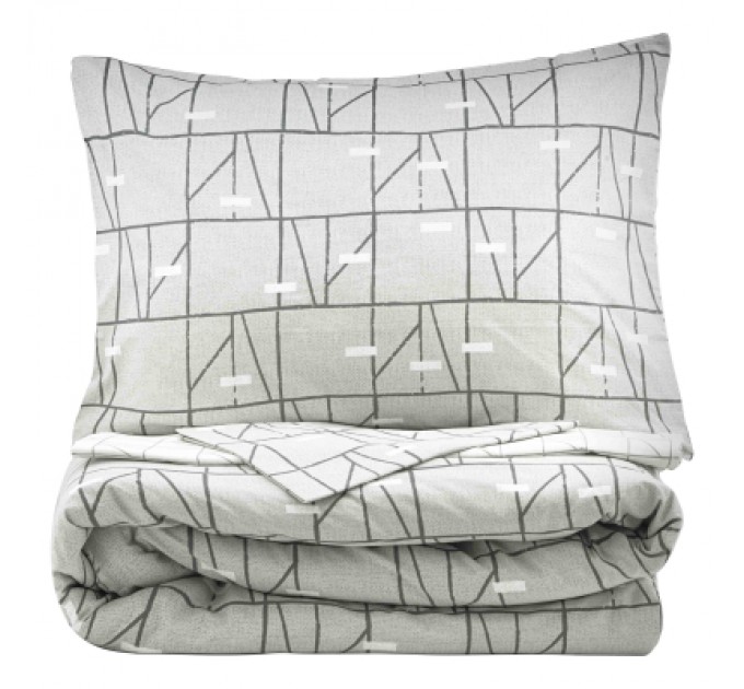Постільна білизна Ardesto Gloria сатин веселі геометрія, сірий євро 200х220 (ART2022PG)