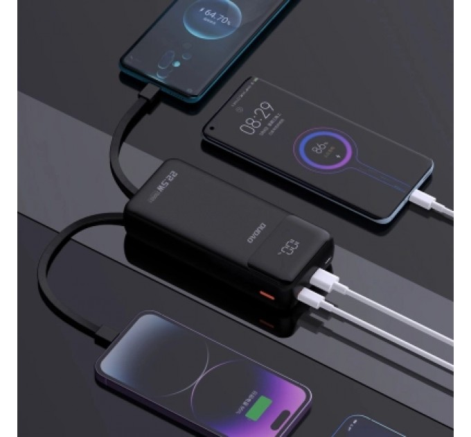 Батарея універсальна Dudao K15Pro 20000mAh PD/22.5W, QC, with built-in cables, Black (6977196682430)