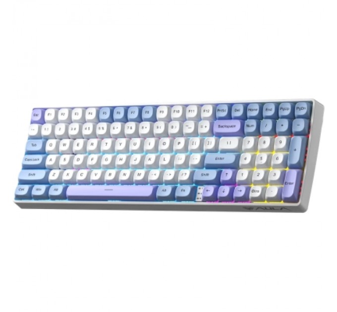 Клавіатура Aula S100pro RGB KRGD Red Switch Wireless/Bluetooth/Type-C UA White/Blue (6948391205762)