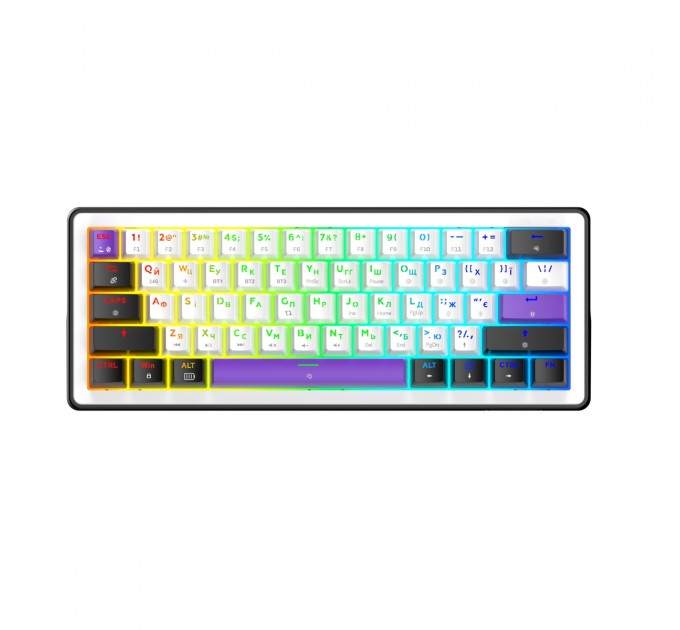 Клавіатура Hator Hellyberry HK60 Mechanical Linear RGB Wireless/Bluetooth/USB UA Black/White (HK60_wireless)