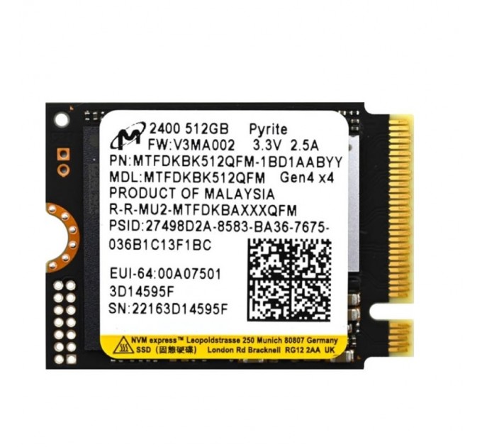 Накопичувач SSD  512GB Micron M.2 2230 PCIe 4.0 x4 3D QLC (MTFDKBK512QFM)