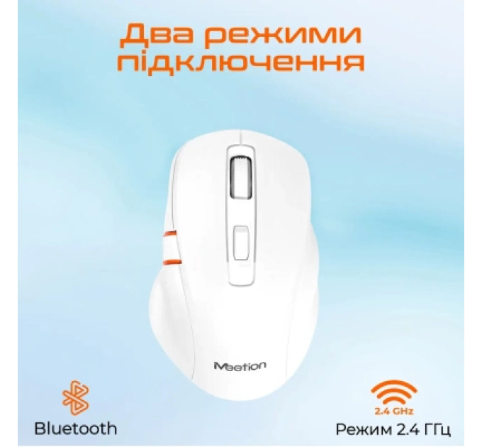 Meetion Мишка Meetion BTM032 Wireless/Bluetooth/USB White (MT-BTM032-B)