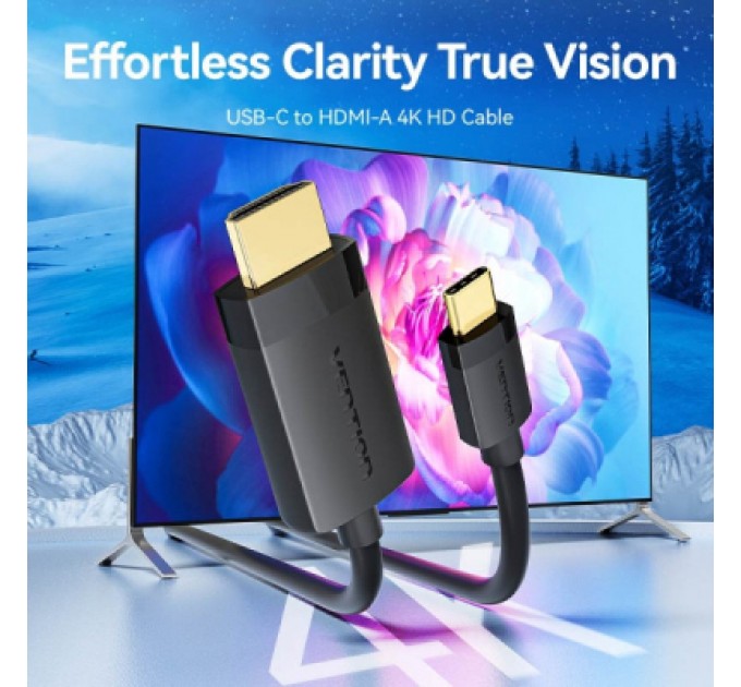 Кабель мультимедійний USB-C to HDMI M 2.0m 4K 60Hz black VENTION (CRIBH)