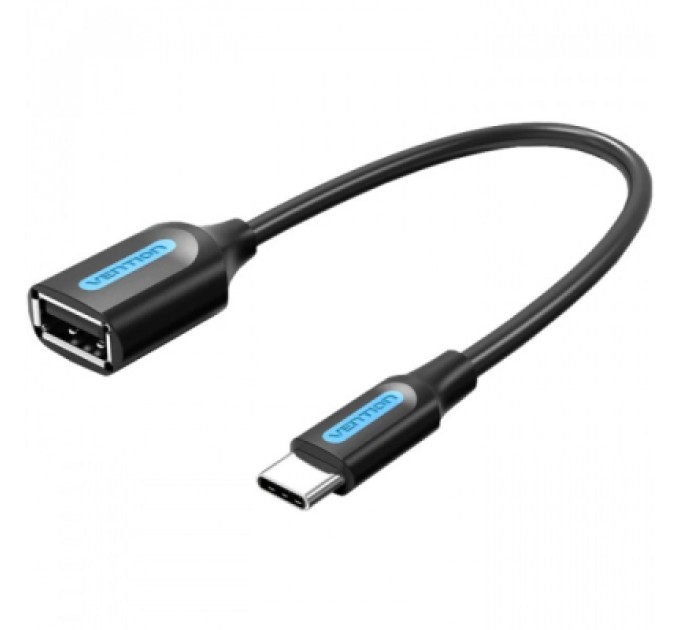 Перехідник OTG USB 2.0 AF to USB-C 0.15m black VENTION (CCSBB)