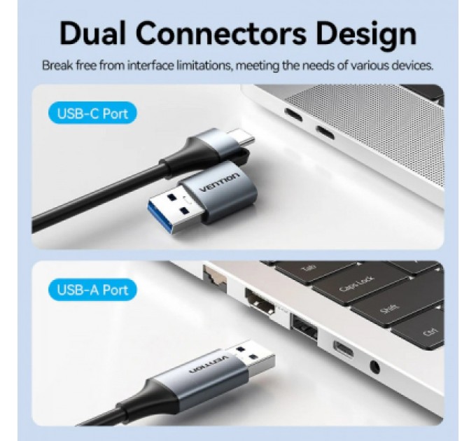 Перехідник USB-C to RJ45 Ethernet 1000Mbps gray VENTION (CFQHB)